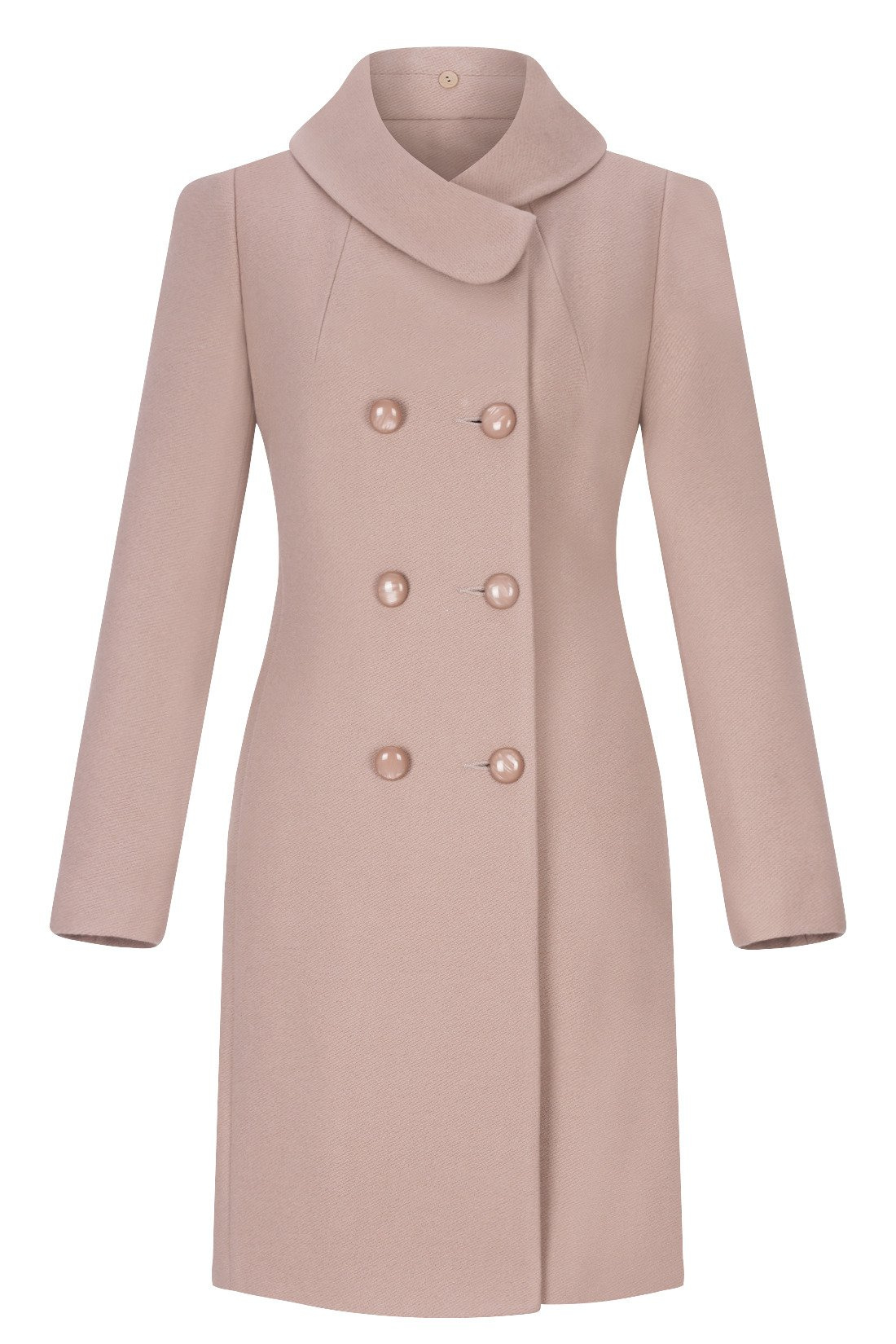 Dwurzędowy płaszcz damski zimowy Sonia kakaowy z wełną ...